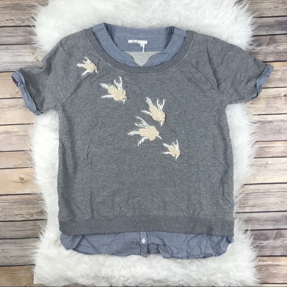 Anthropologie Tops - Anthropologie Floreat Beaded Flutter Bird Top